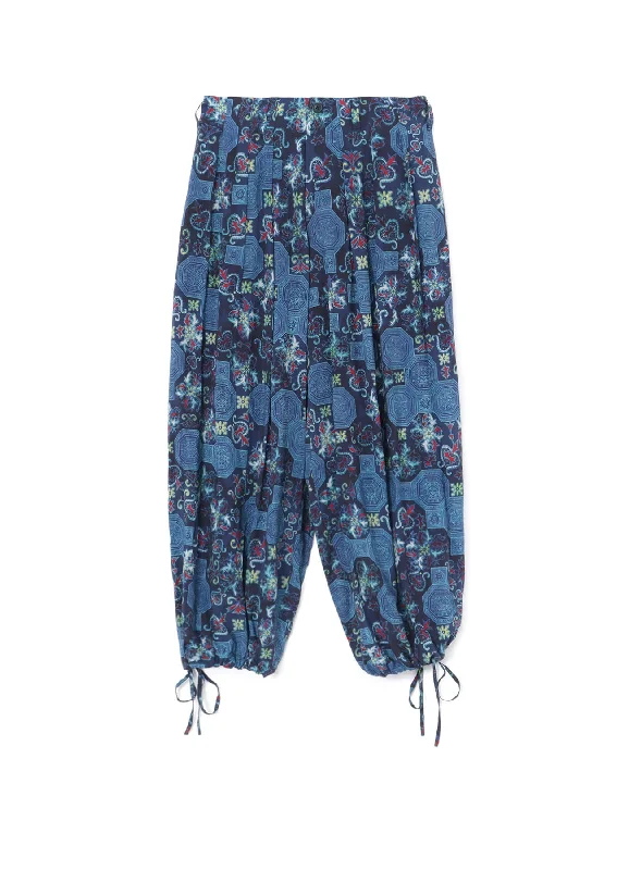 Discount Mania CHINOISERIE-B PRINTED DRAWSTRING BALLOON PANTS
