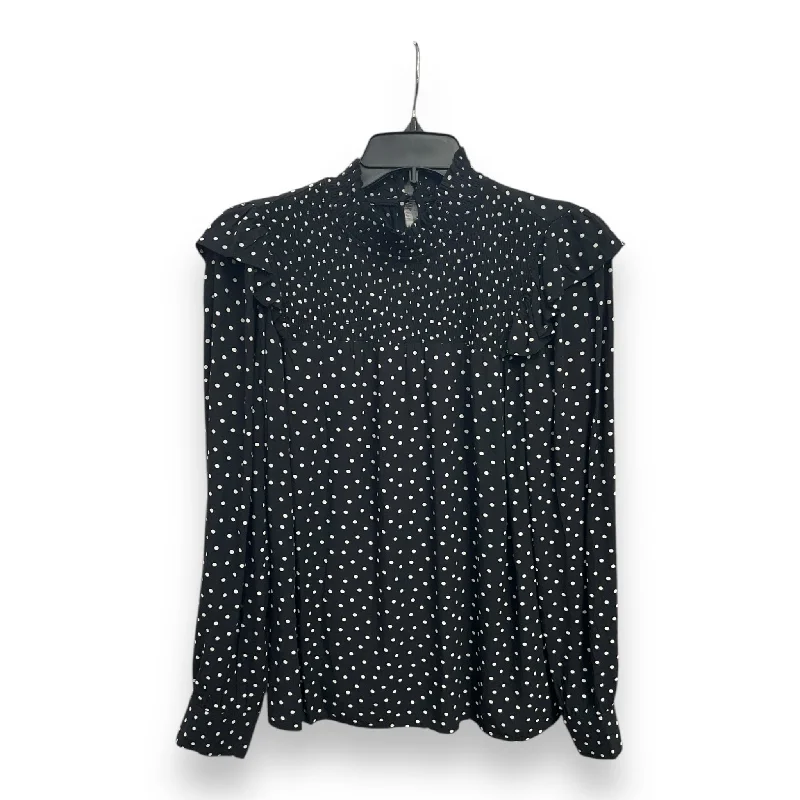 Take Advantage Blouse Long Sleeve By Loft In Polkadot Pattern, Size: Xs