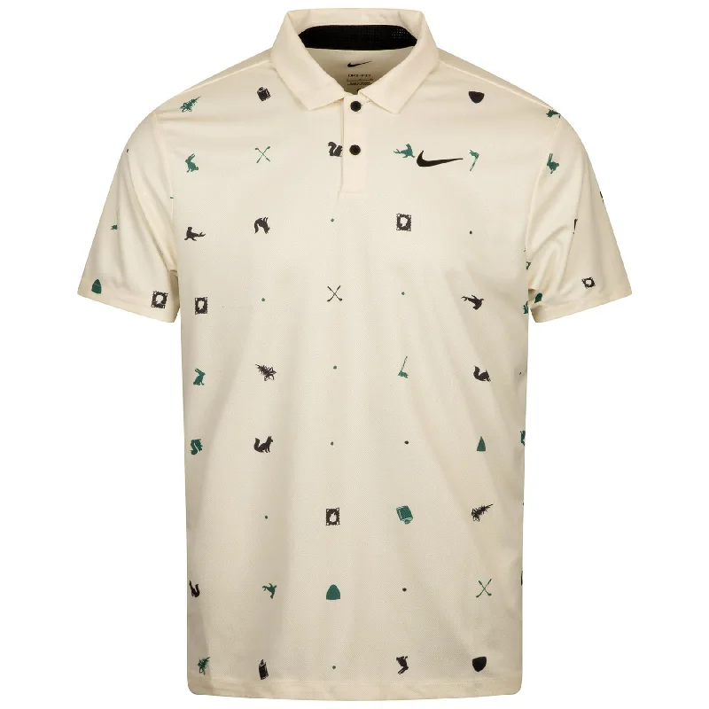 Overstock Clearance Dri-Fit Tour Icon Print Polo Coconut Milk Black - AW24