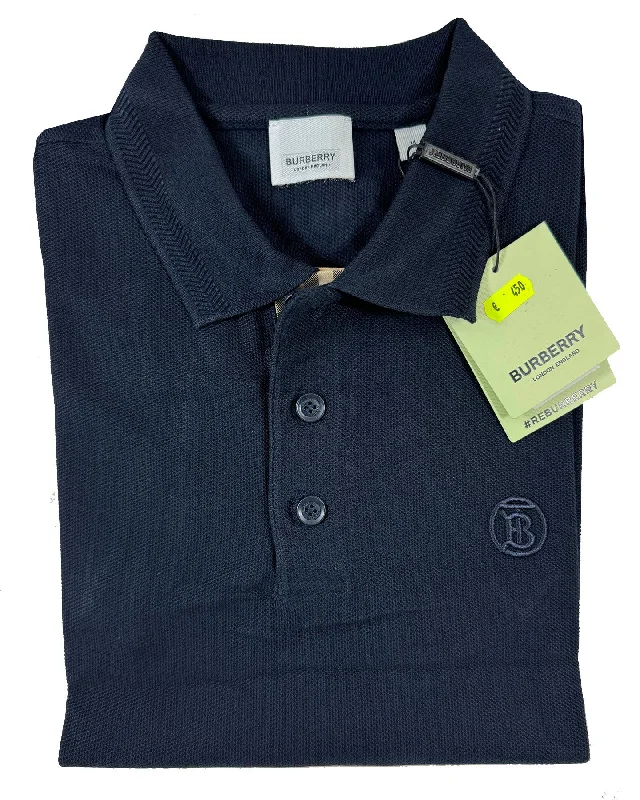 Special Discount Burberry Men Polo Shirt Eddie Coal Blue Cotton Regular Fit S SALE