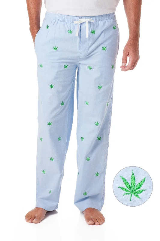 Lowest Prices Sleeper Pant Blue Oxford with Pot Leaf
