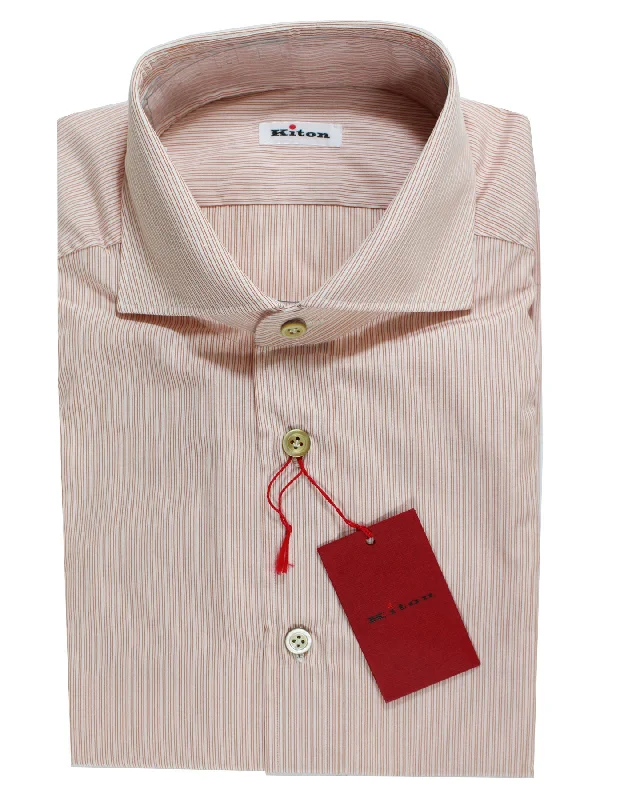 Loyalty Reward Kiton Dress Shirt Orange Stripes 41 - 16 SALE