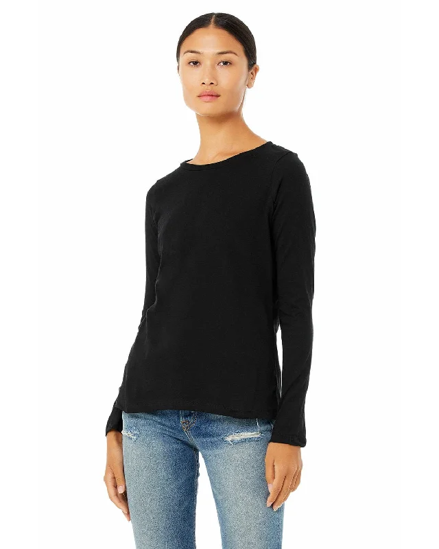 Unmissable Offer Bella+Canvas Ladies Missy Long Sleeve Jersey T-Shirt | Black