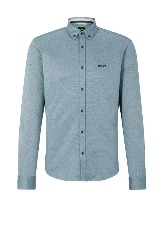 Overstock Hugo Boss Biado Logo Shirt, Navy & Mint