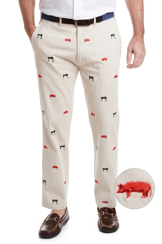 Early Access Harbor Pant Stretch Twill Stone with Smoker Grill & Pig
