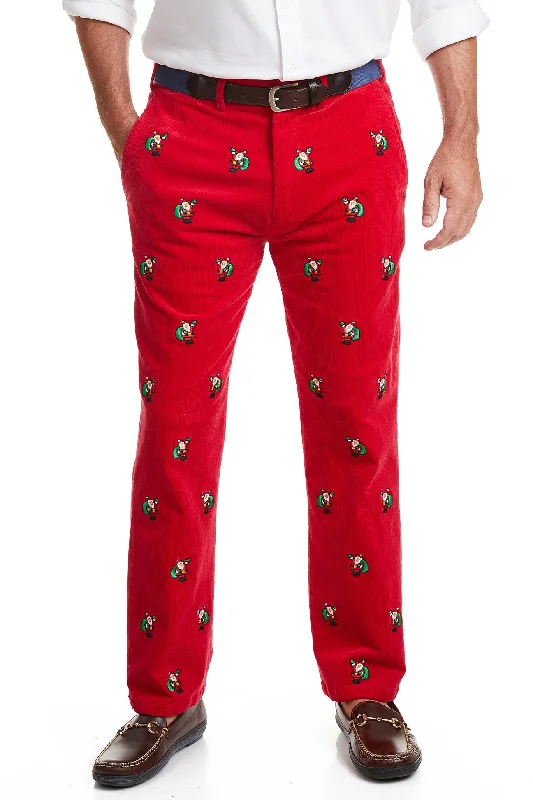 Super Deal Beachcomber Corduroy Pant Crimson with Santa