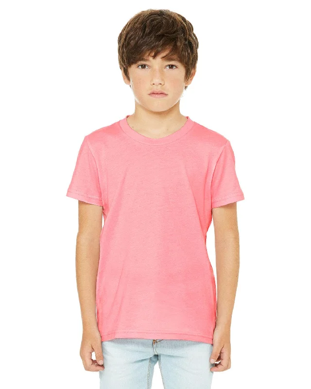 Factory Direct Sale Bella+Canvas Youth CVC Jersey T-Shirt | Neon Pink