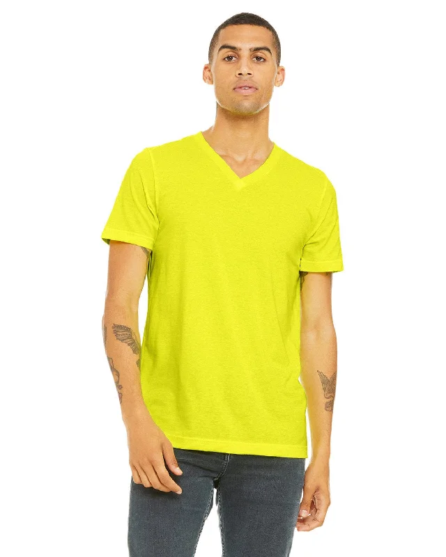 Year-End Sale Bella+Canvas Unisex CVC Jersey V-Neck T-Shirt | Neon Yellow