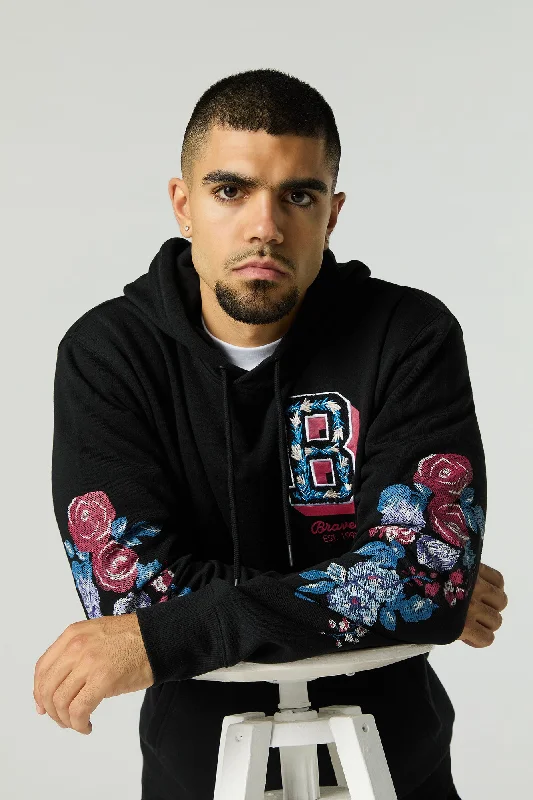 Now or Never Floral B Embroidered Fleece Hoodie