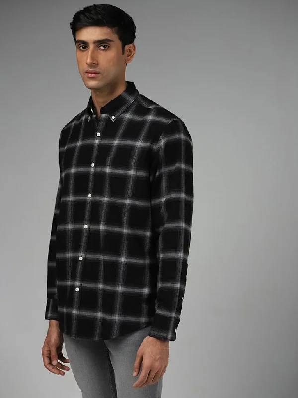 Weekend Deals That Sparkle WES Casuals Black Checked Cotton Relaxed-Fit Shirt
