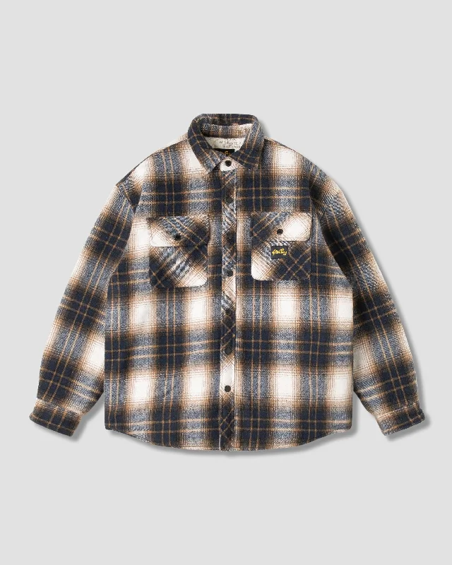 Weekend Specials to Delight Quilted Plaid Overshirt (Navy Plaid)