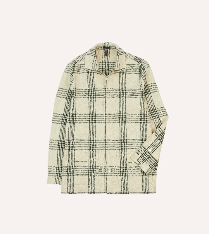 Savings Galore St. JOHN by Drake's Green Check Linen Five-Pocket Chore Jacket