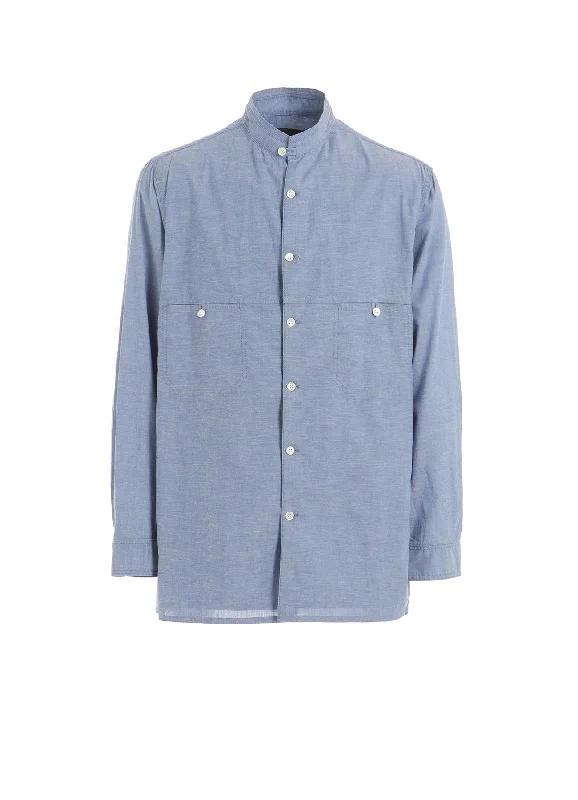 Online Specials CHAIN STITCH CHAMBRAY SHIRT WITH STAND COLLAR