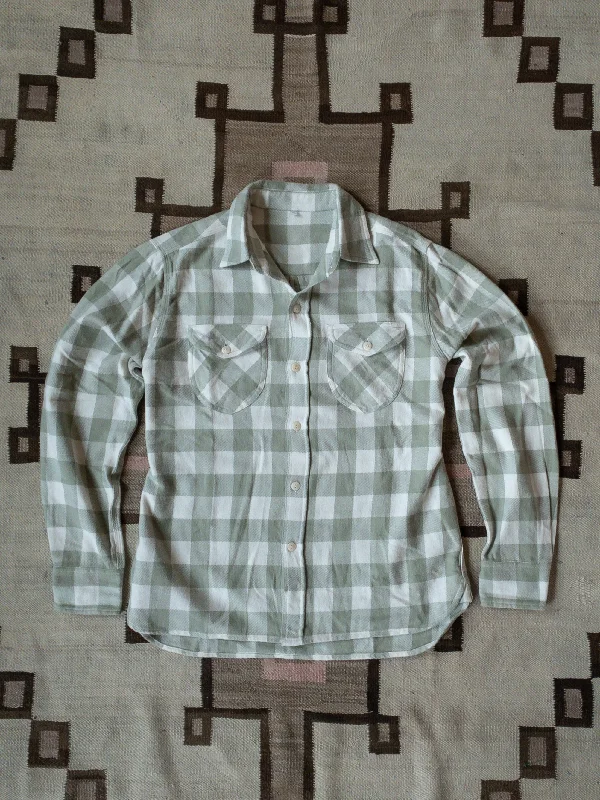Top Pick Washed Flannel Workshirt - Sage/Cream Buffalo Plaid