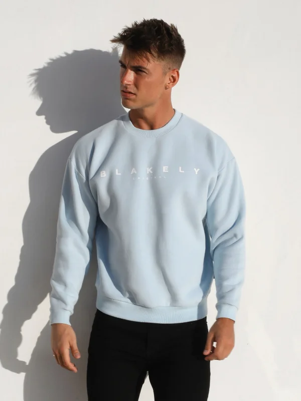 Act Now Evolved Relaxed Sweater - Light Blue