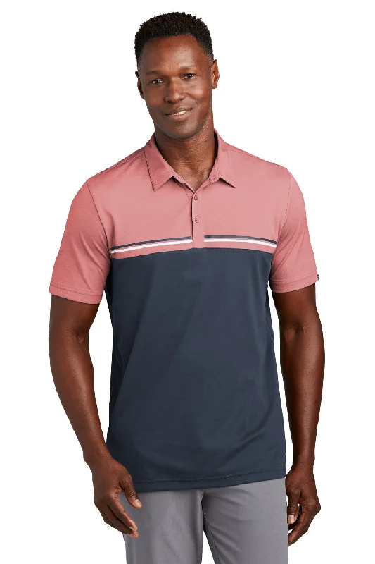Weekend Discounts You Deserve TravisMathew Mens Sunset Blocked Wrinkle Resistant Short Sleeve Polo Shirt - Heather Cardinal Red/Blue Nights Weekend Discounts You Deserve TravisMathew Mens Sunset Blocked Wrinkle Resistant Short Sleeve Polo Shirt - Heather Cardinal Red/Blue Nights