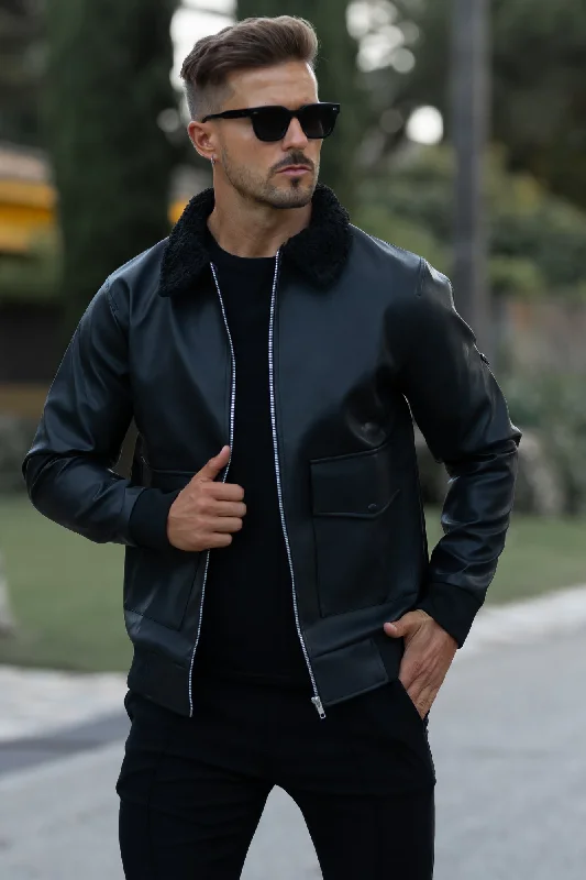 Weekend Bargains to Sizzle Biker Faux Leather Jacket - Black
