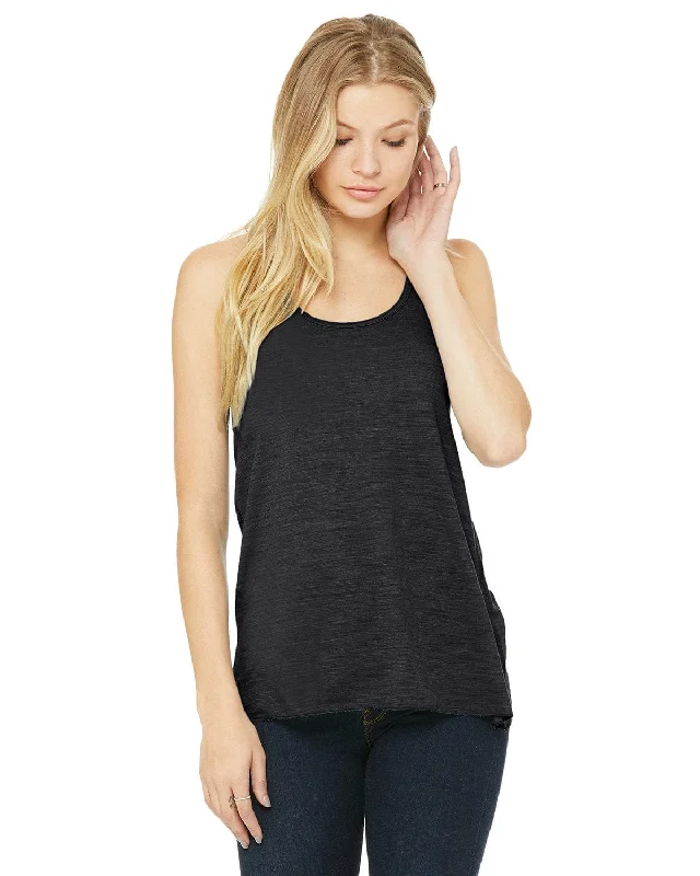 Weekend Shopping Bliss Bella+Canvas Ladies Flowy Racerback Tank | Chrcl Black Slub