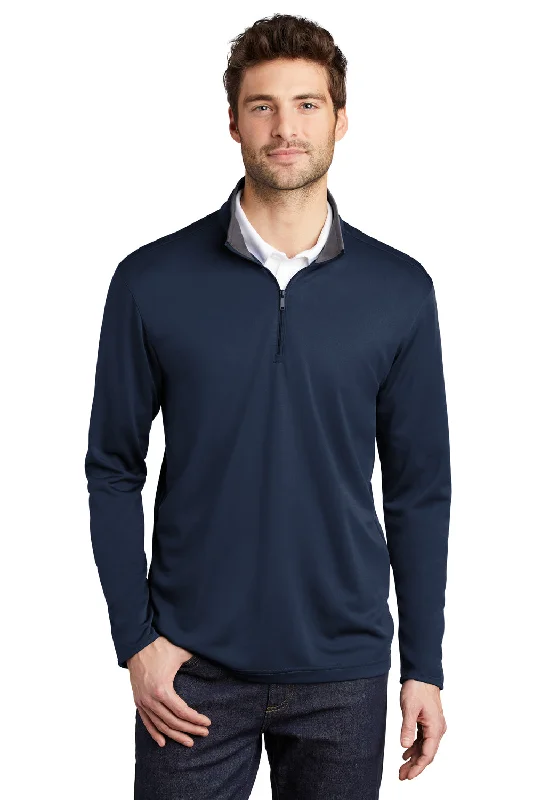 Steals and Deals Port Authority Mens Silk Touch Performance Moisture Wicking 1/4 Zip Sweatshirt - Navy Blue/Steel Grey Steals and Deals Port Authority Mens Silk Touch Performance Moisture Wicking 1/4 Zip Sweatshirt - Navy Blue/Steel Grey