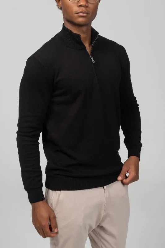 Online Specials Zipper Closure Mock Neck Sweater - Black