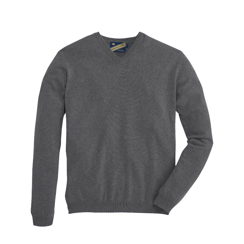 Clearance Items James V-Neck Cashmere Sweater - Heather Charcoal Grey