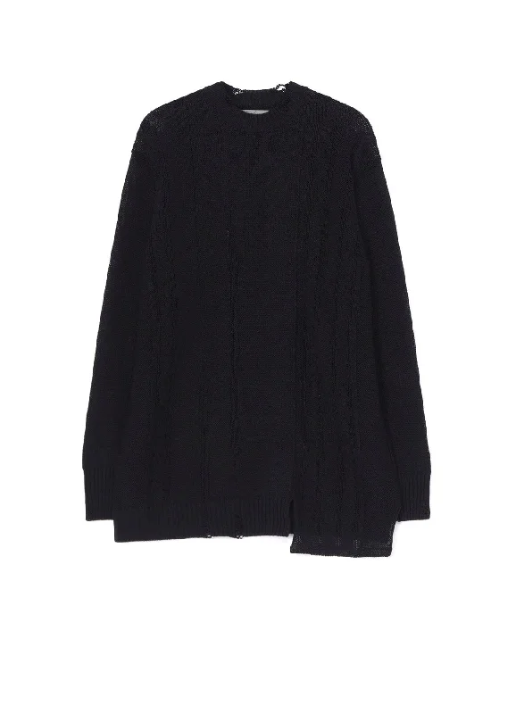 Pay Less DAMAGE PROCESSED JERSEY CABLE KNITTED PULLOVER