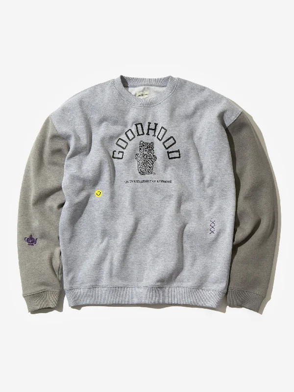 Weekend Offers You Can't Ignore Goodhood Worldwide Teddy Crew Sweat - Grey Marl