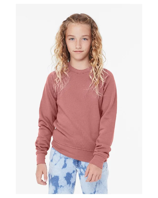 Stock Clearance Bella+Canvas Youth Sponge Fleece Raglan Sweatshirt | Mauve