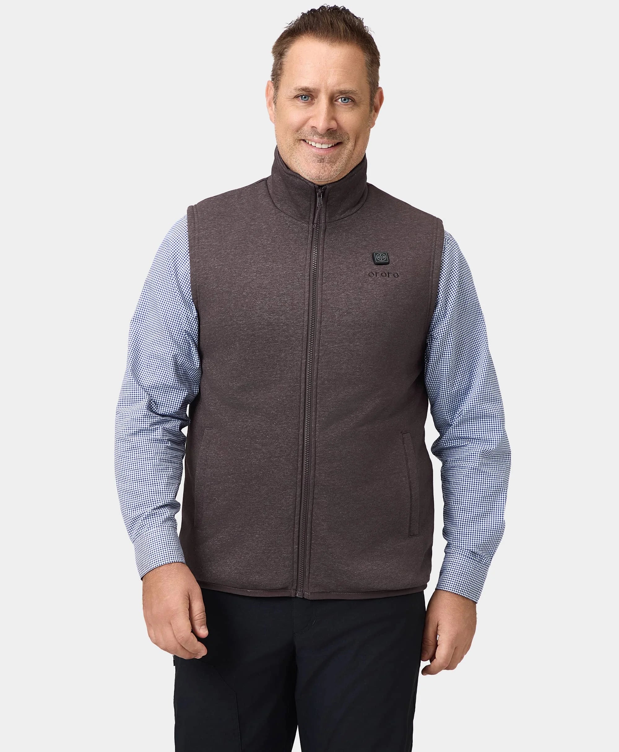 Massive Savings Final Sale - Men's Heated Fleece Vest - Brown Stone