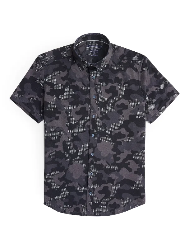 Massive Deal Black Camo Short Sleeve Print Shirt