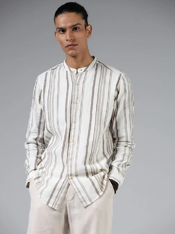 Today’s Deal ETA Off White Striped Cotton Resort-Fit Shirt