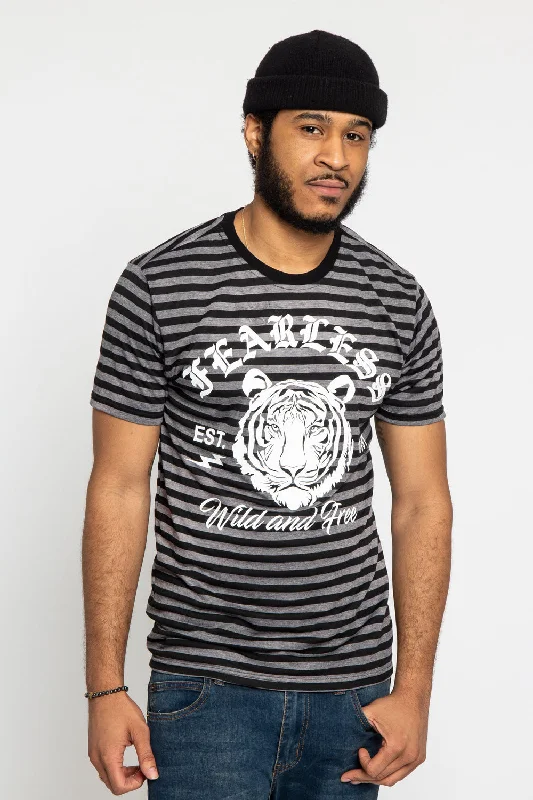 Weekend Discounts You Deserve Horizontal Striped Fearless Tiger T-Shirt