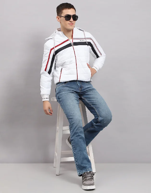Special Price Men White Solid Hooded Full Sleeve Jacket