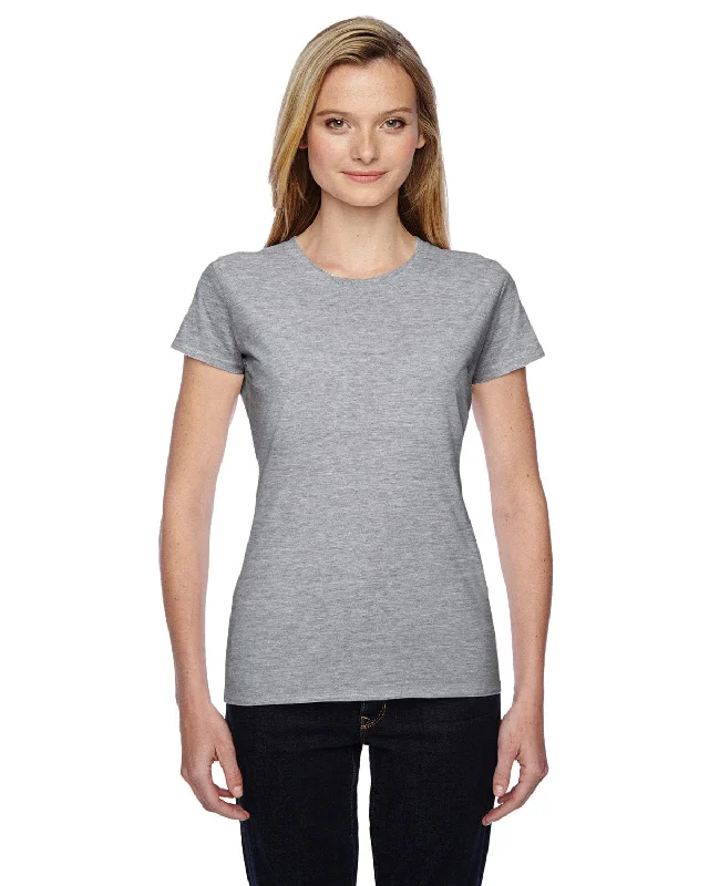Huge Savings Fruit of the Loom Ladies 100% Sofspun Cotton Junior Crew T-Shirt | Athletic Heather Huge Savings Fruit of the Loom Ladies 100% Sofspun Cotton Junior Crew T-Shirt | Athletic Heather
