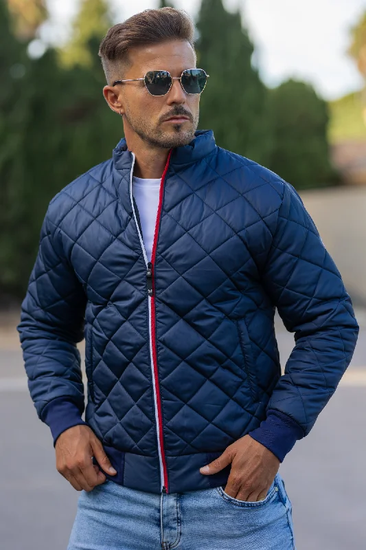 Act Now Quilted Puffer Jacket - Navy