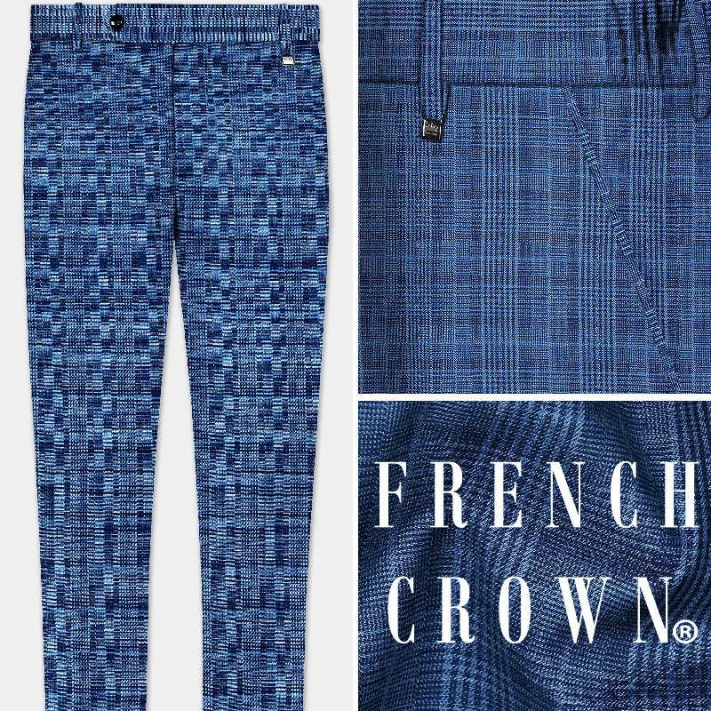 Deal Mania Mid Blue Plaid Formal Pant