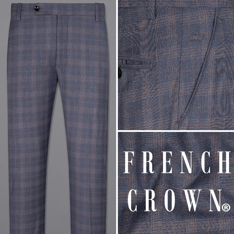 Price Cut Trout Gray Super fine Checkered Wool Rich Pant
