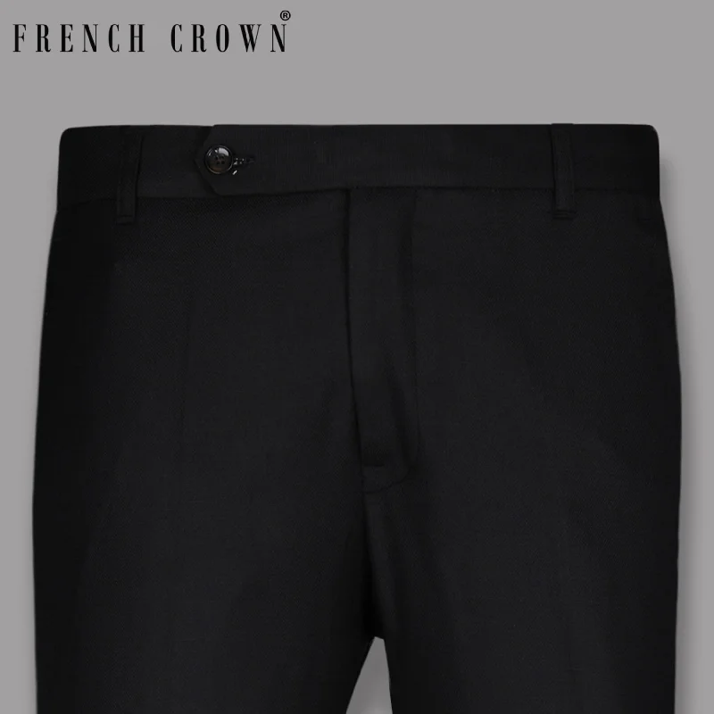 Weekend Savings Sensation Jade Black Micro Textured Wool Rich Pant