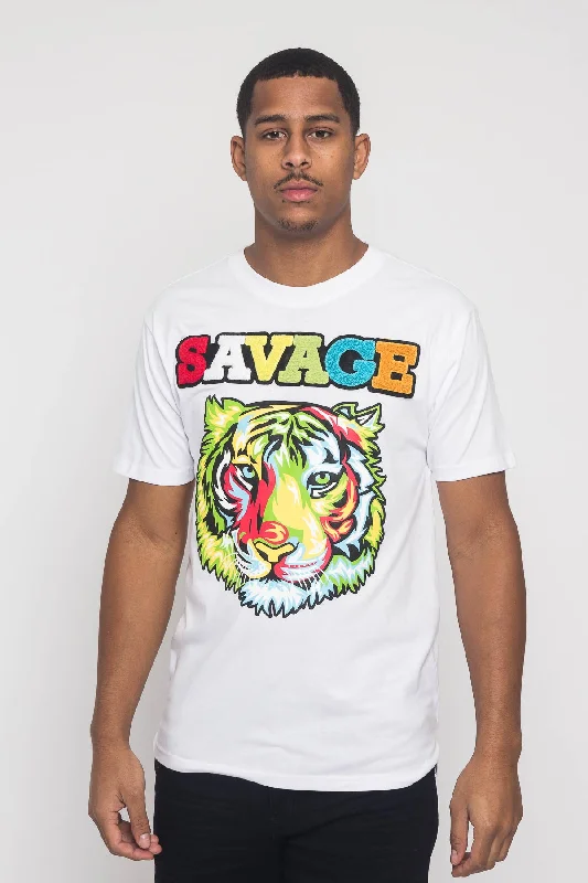 Weekend Sale: Don't Miss Out Colorful Chenille Patched Savage Tiger T-Shirt