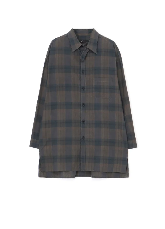 Weekend Savings Delight COTTON LINEN PLAID SHIRT WITH LAYERED COLLAR