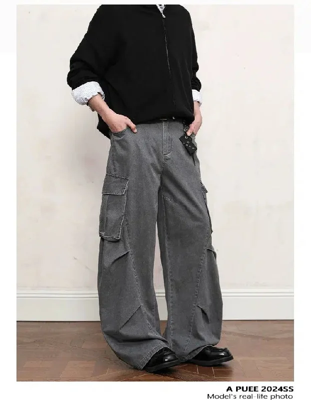 Value Pack Faded Pleats Wide Cargo Pants