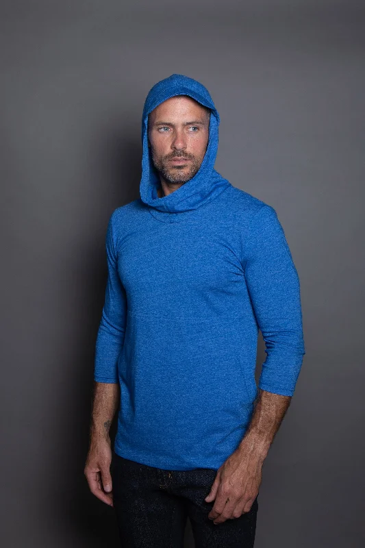 Year-End Sale Men's 3/4 Sleeve Cowl Neck Visor Hoodie