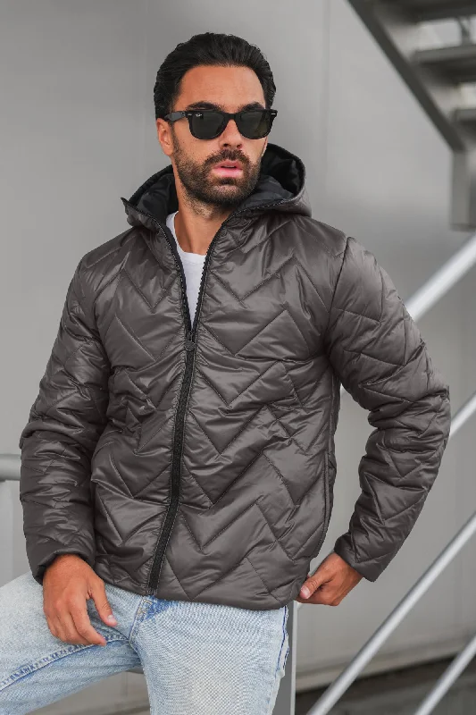 Hurry In Embossed Puffer jacket - Charcoal