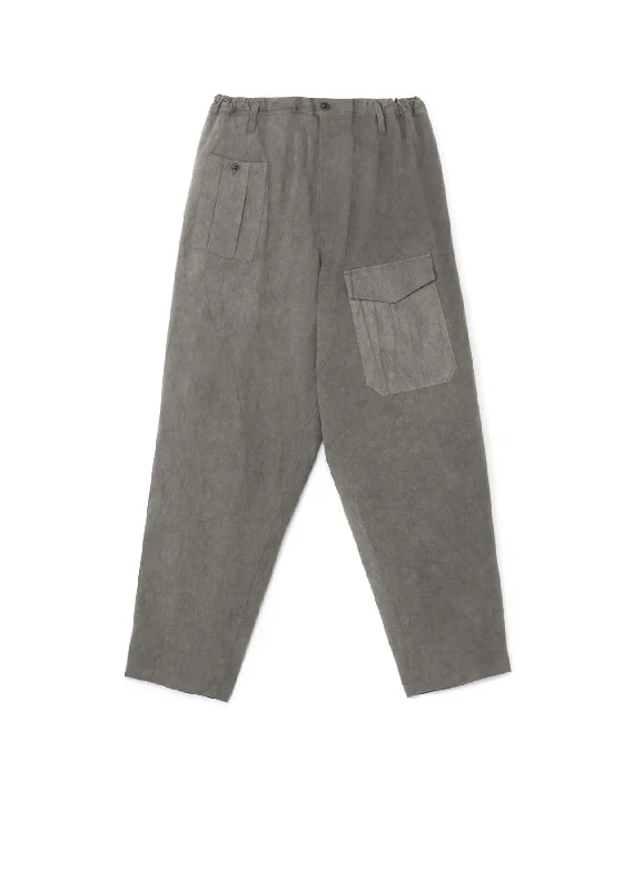 Seasonal Clearance COTTON LINEN SULFIDED OZONE WORK PANTS WITH STRING