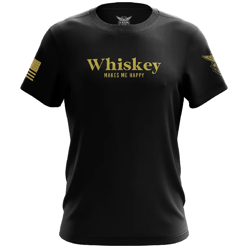 Weekend Offers That Tempt Whiskey Makes Me Happy Short Sleeve Shirt