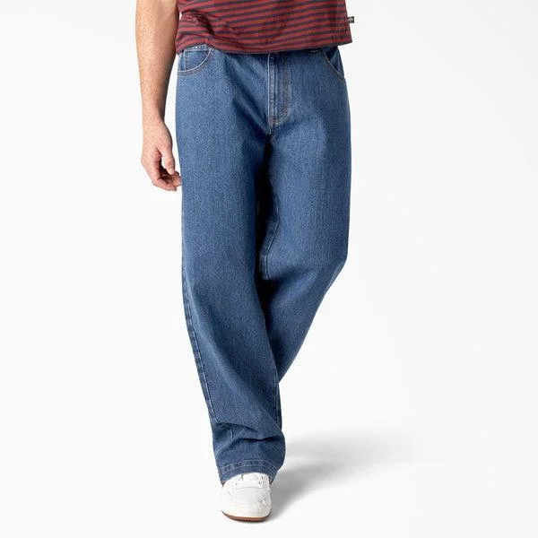 Weekend Savings Extravaganza Dickies Skateboarding Wingville Denim Pants Loose Fit Stonewashed Vintage Blue
