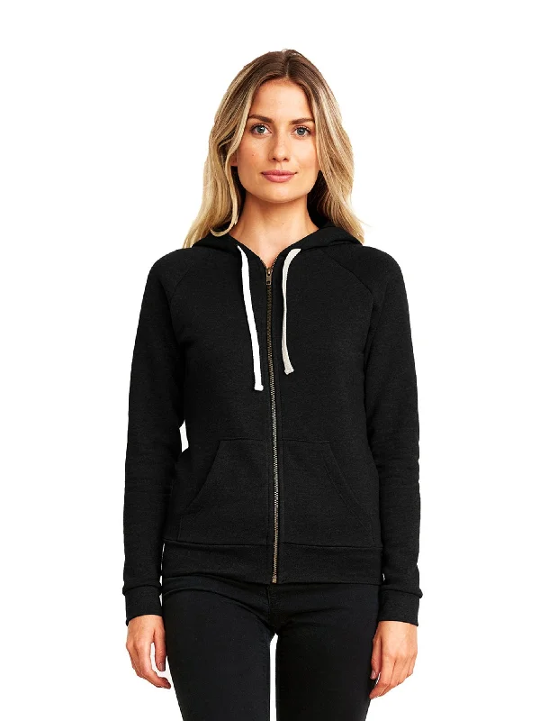 Hurry In Next Level Apparel Ladie's Malibu Raglan Full-Zip Hooded Sweatshirt