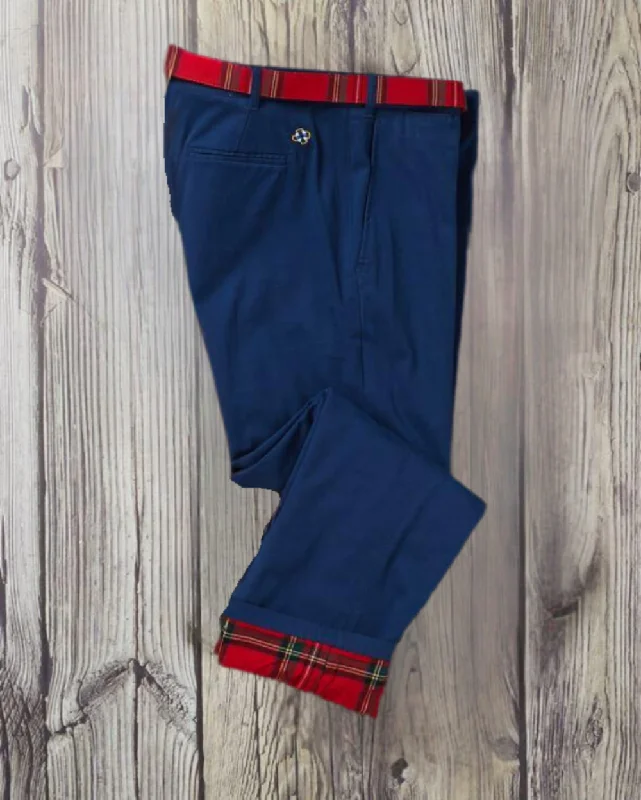 Extra Savings Flannel Lined Nantucket Navy Harbor Pant With Royal Stewart Tartan