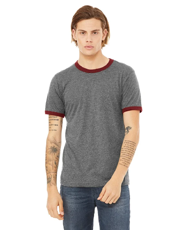 Weekend Specials to Snag Bella+Canvas Robertson Heather Ringer Tee | Deep Hth/ Cardnl
