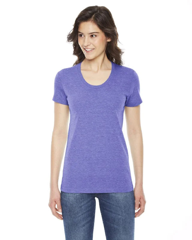 Price Drop American Apparel Ladies Triblend Short Sleeve Track T-Shirt | Tri Orchid